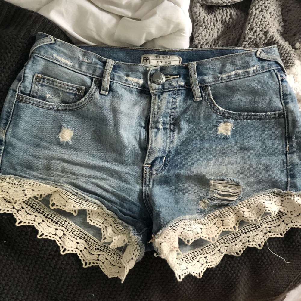 Distressed and Embroidered Free People Shorts